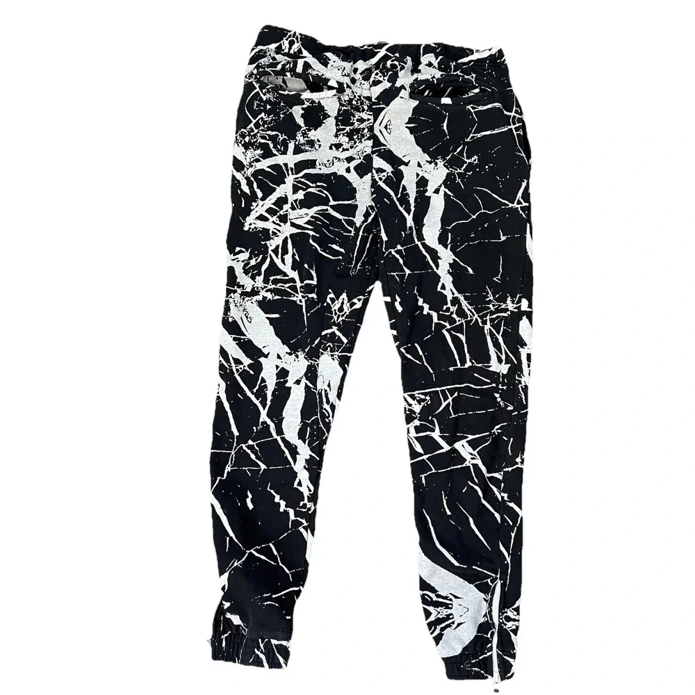 FRPLY Black Gray L Graphic All Over Print pants joggers Streetwear Skater Y2K‎ - Picture 2 of 10